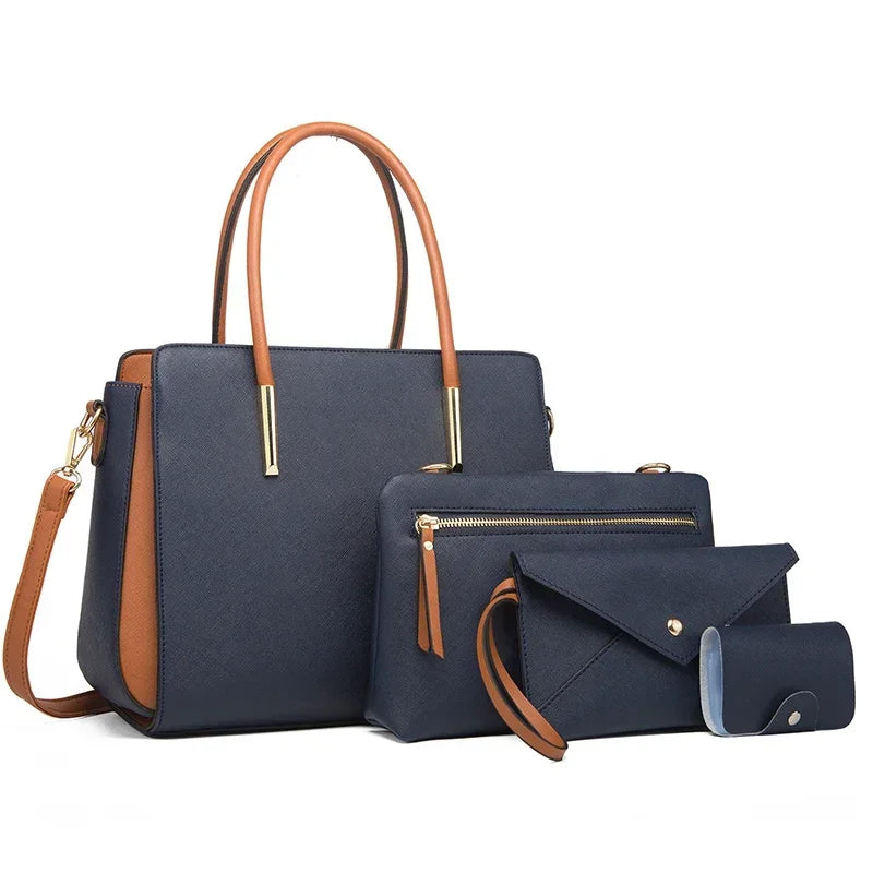 Ensemble sac à main et portefeuille bleu