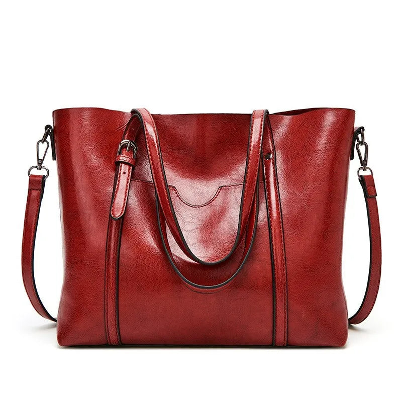 Grand sac à main bandoulière en cuir rouge