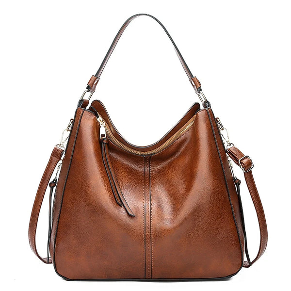 Grand sac bandoulière pour femme en cuir marron