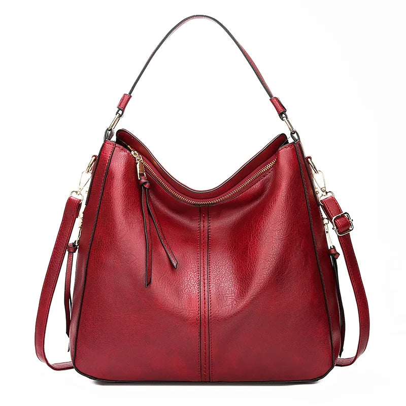Grand sac bandoulière pour femme en cuir rouge