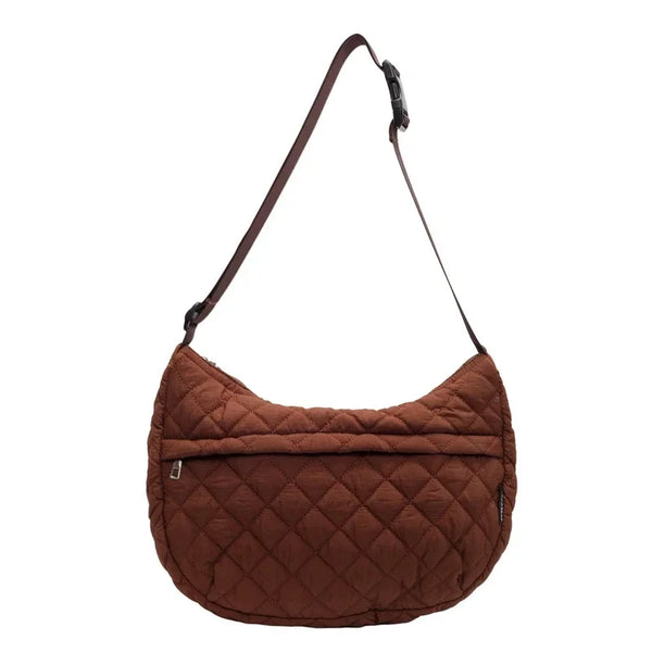 Grand sac bandoulière femme en tissu marron