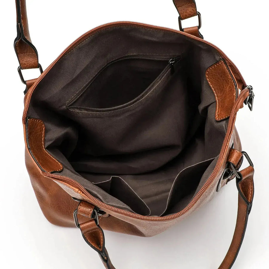 Grand sac bandoulière fourre-tout style rétro intérieur