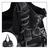 Grand sac bandoulière en jean détails