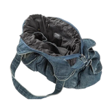 Grand sac bandoulière en jean intérieur
