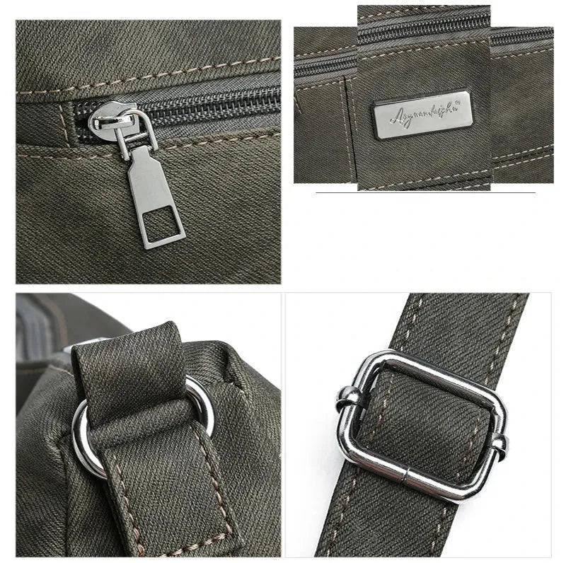 Grand sac bandoulière en toile pour femme gris détails