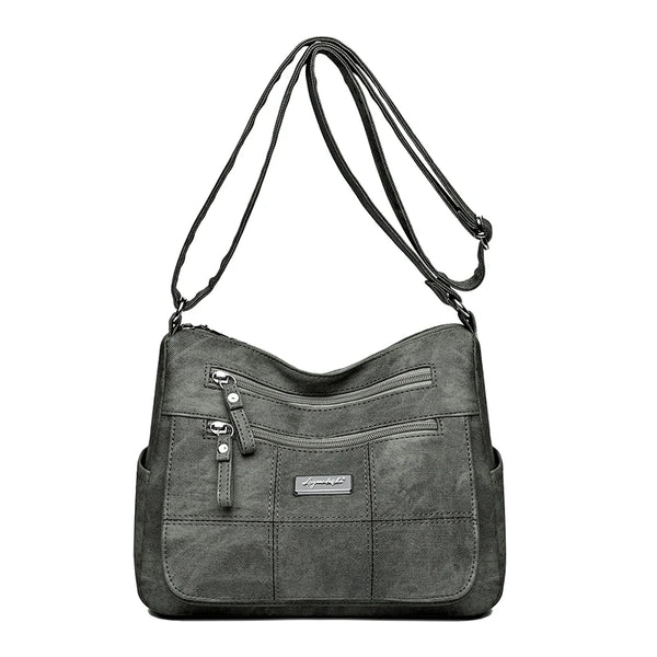 Grand sac bandoulière en toile pour femme gris