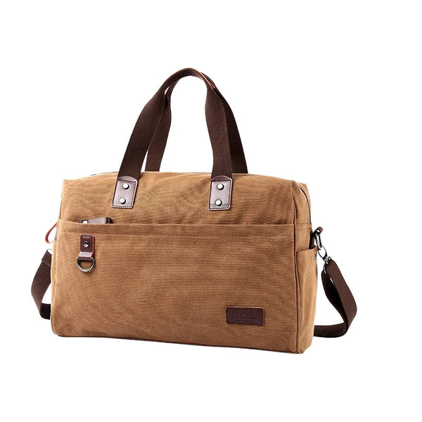 Grand sac bandoulière en toile marron