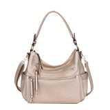 Grand sac à main bandoulière en cuir synthétique doré