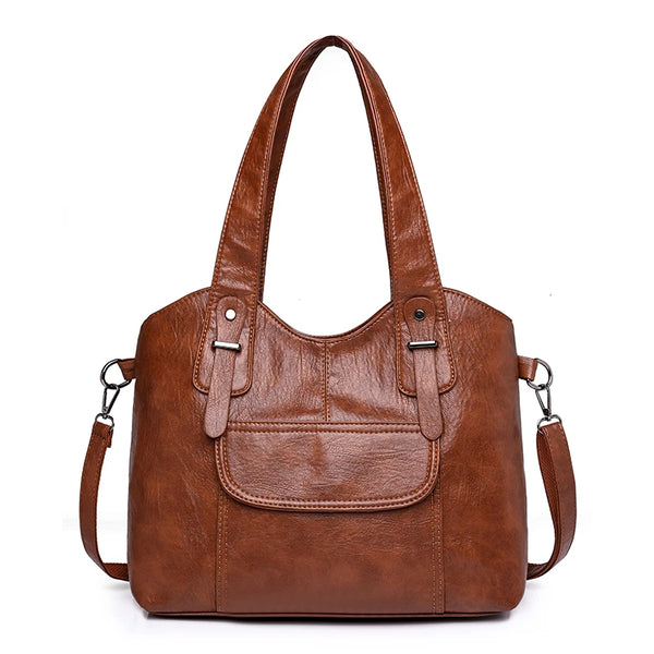 Grand sac à main vintage à bandoulière camel