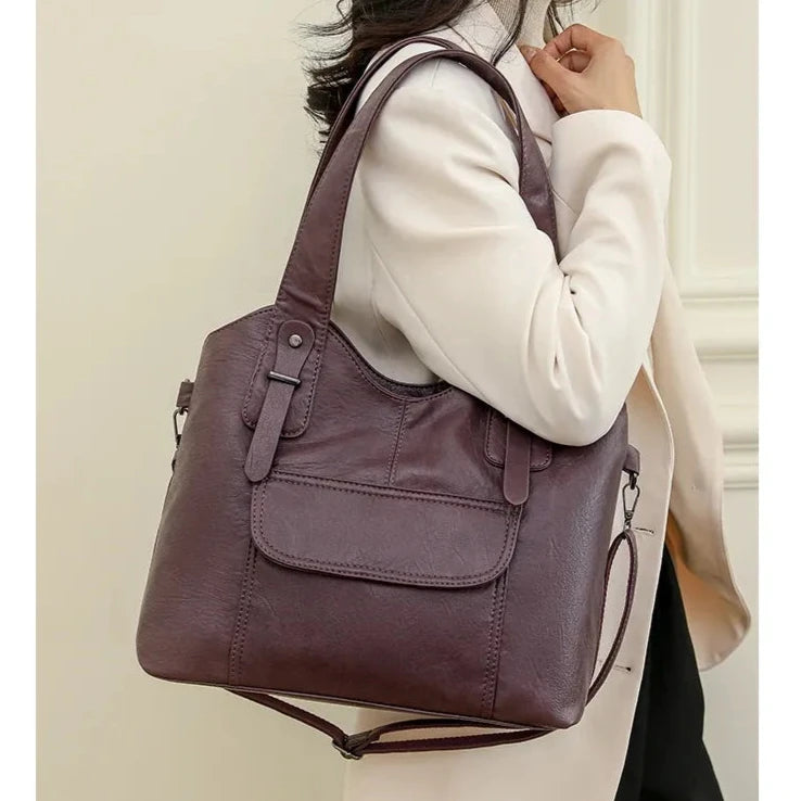 Grand sac à main vintage à bandoulière violet femme
