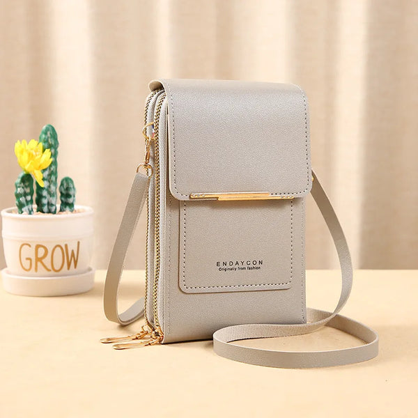 Mini sac bandoulière pour téléphone et cartes gris