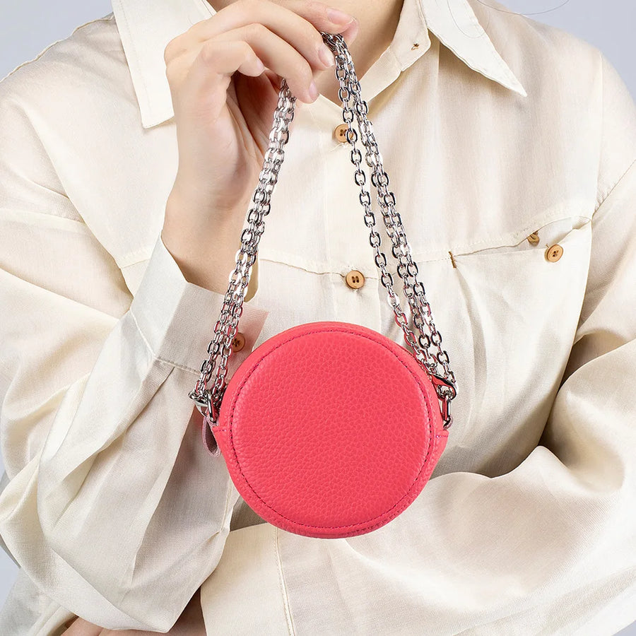 Mini-sac rond à bandoulière rose femme