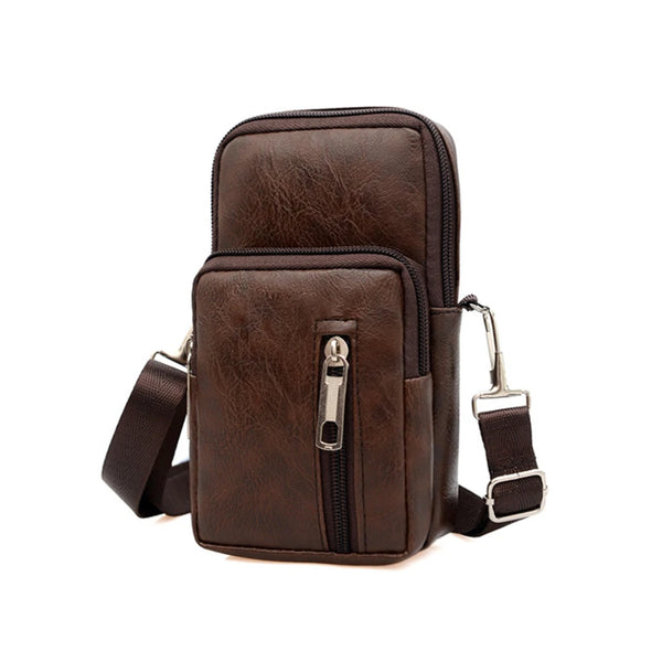 Mini sacoche bandoulière homme marron foncé