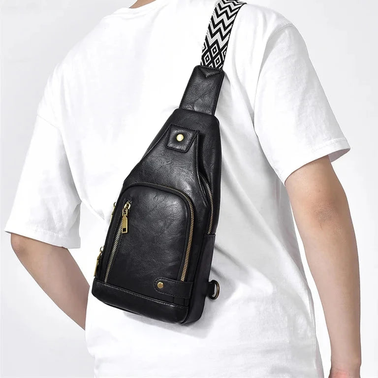 Petit sac à dos bandoulière en cuir homme