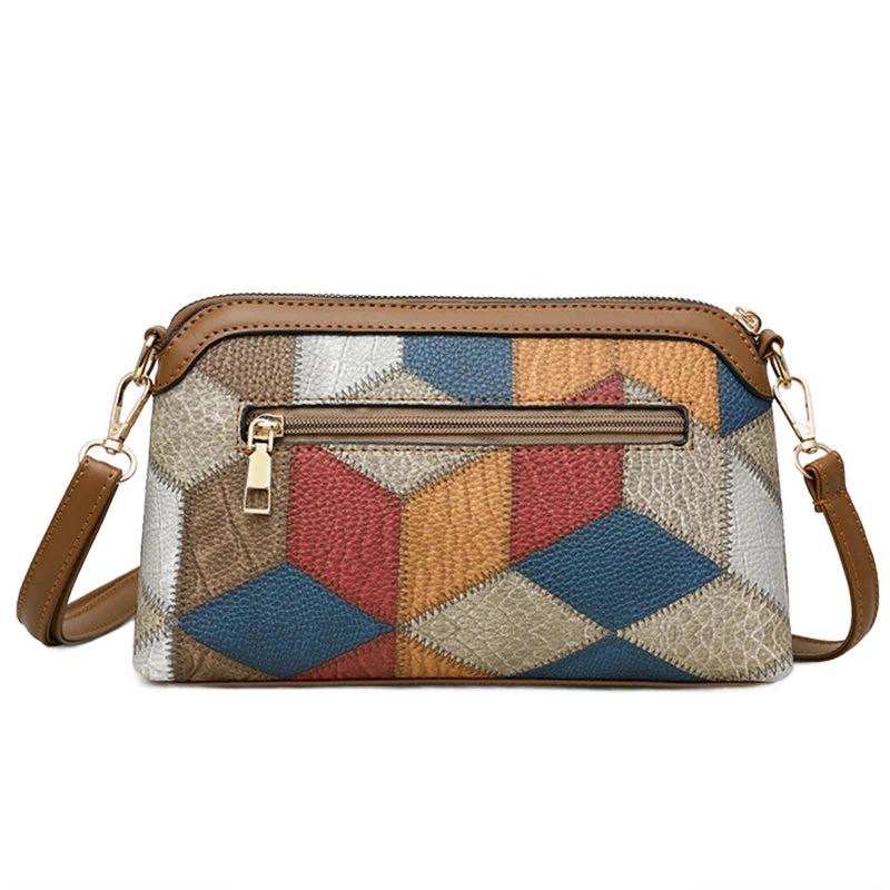 Petit sac bandoulière en cuir style patchwork dos