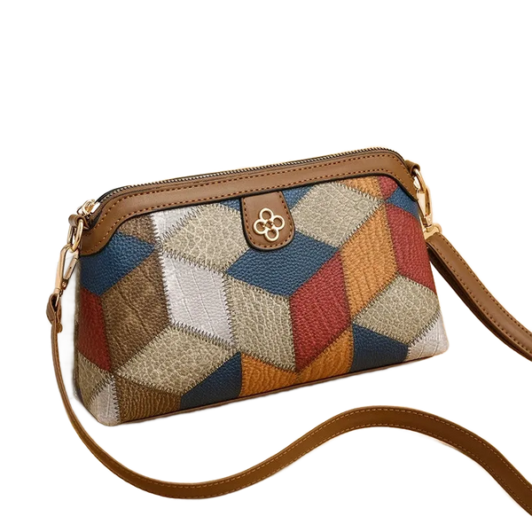 Petit sac bandoulière en cuir style patchwork