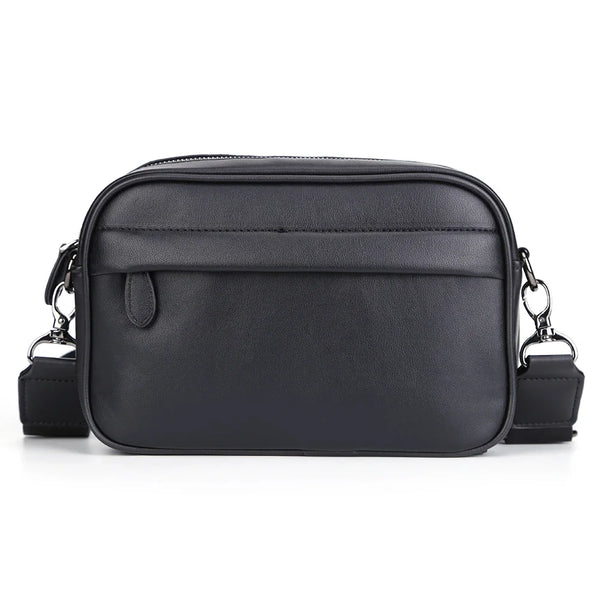 Petit sac bandoulière en cuir discret noir