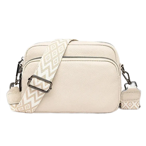 Petit sac bandoulière en cuir véritable blanc pour femme