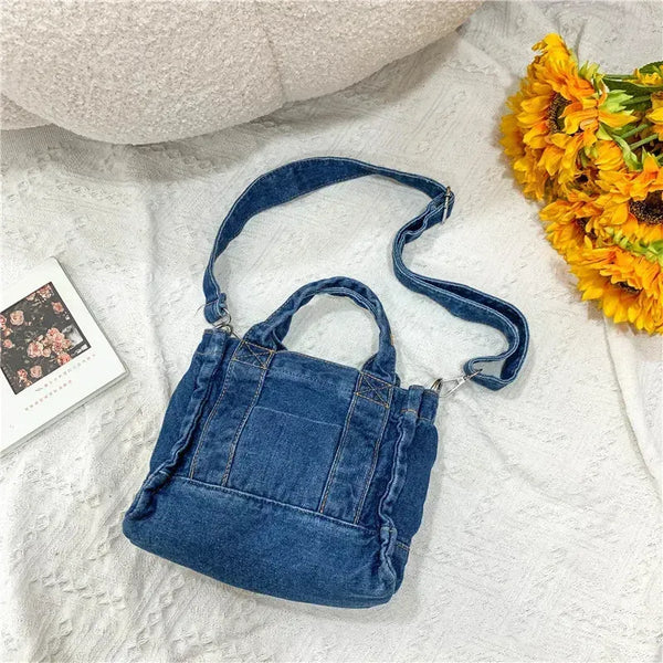 Petit sac bandoulière en jean femme bleu marine