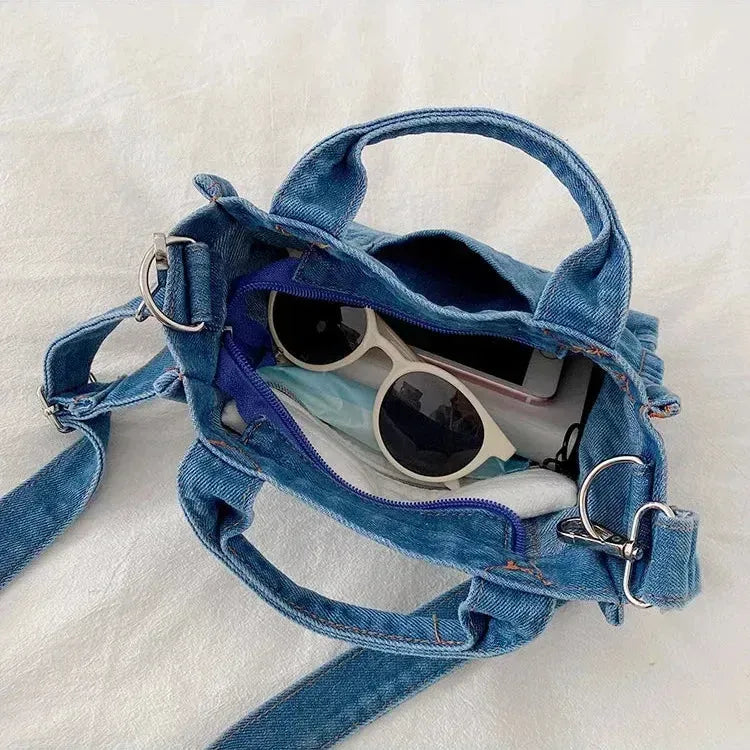 Petit sac bandoulière en jean femme intérieur
