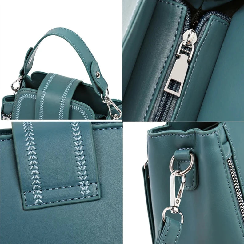 Petit sac bandoulière femme tendance bleu détails