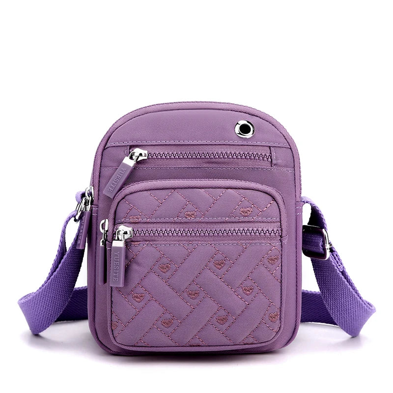 Petit sac bandoulière tissu femme violet