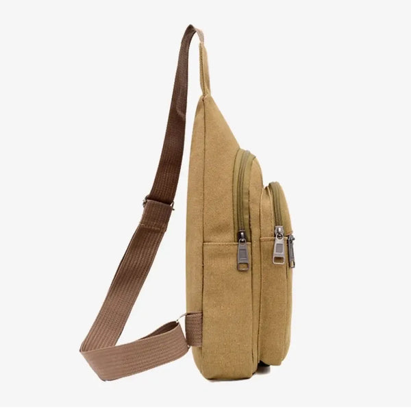 Petit sac à dos bandoulière en toile de côté