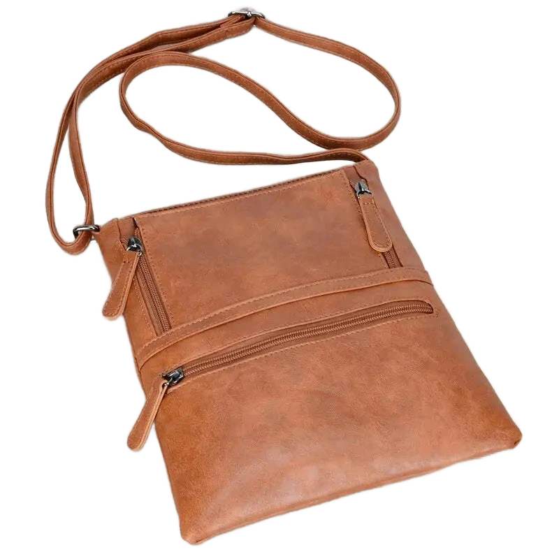 Petit sac en cuir bandoulière femme à plat