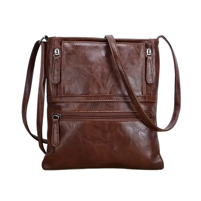 Petit sac en cuir bandoulière femme marron foncé