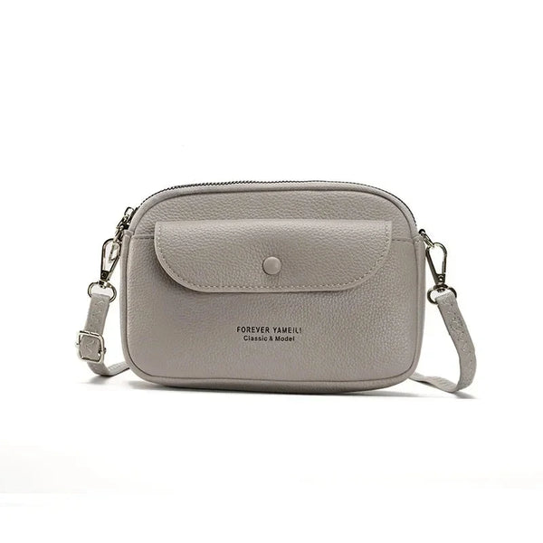 Petit sac en cuir bandoulière pour femme gris