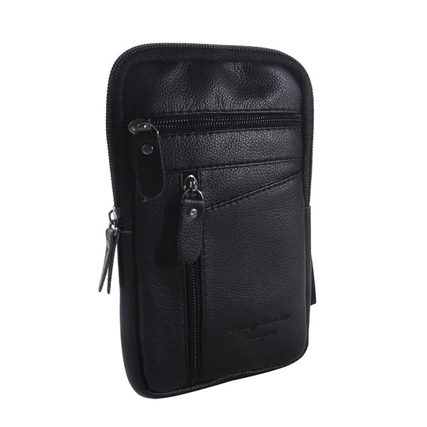 Petite sacoche bandoulière en cuir noir homme