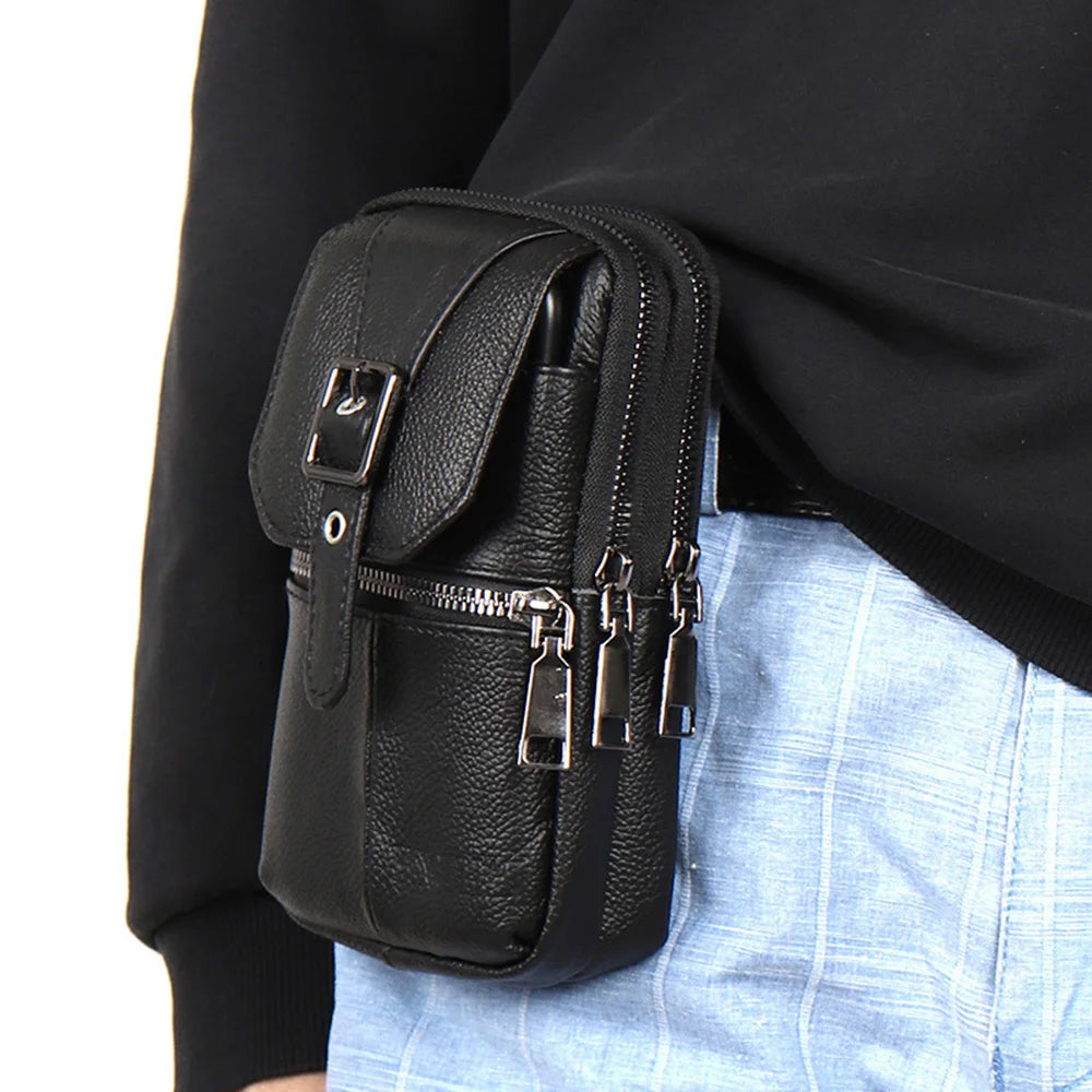 Pochette bandoulière en cuir homme à la ceinture