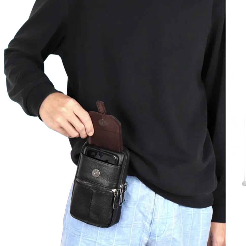 Pochette bandoulière en cuir homme téléphone