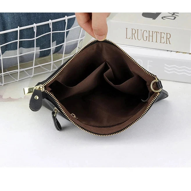 Pochette bandoulière en cuir véritable pour femme intérieur