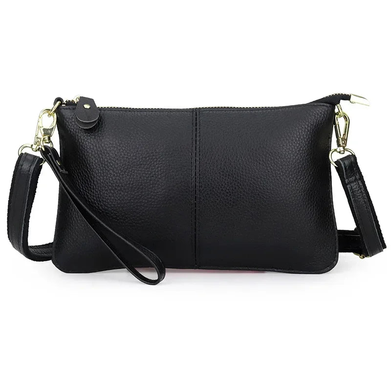 Pochette bandoulière en cuir véritable pour femme