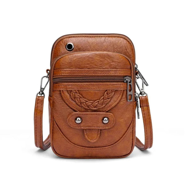 Pochette en cuir pour femme marron