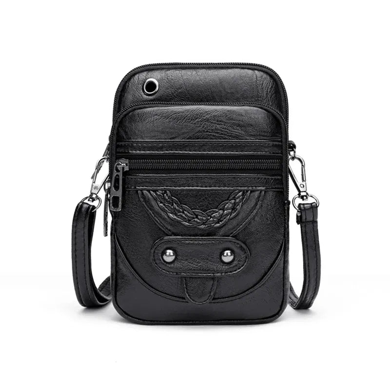 Pochette en cuir pour femme noir