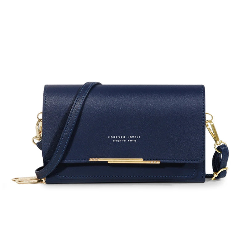 Pochette portefeuille bandoulière femme bleue