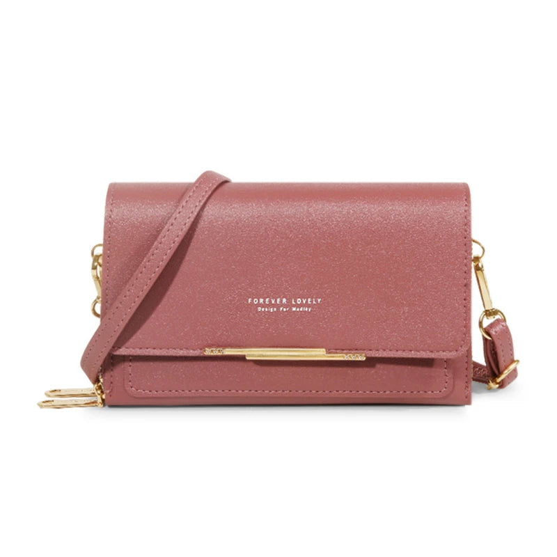 Pochette portefeuille bandoulière femme rose