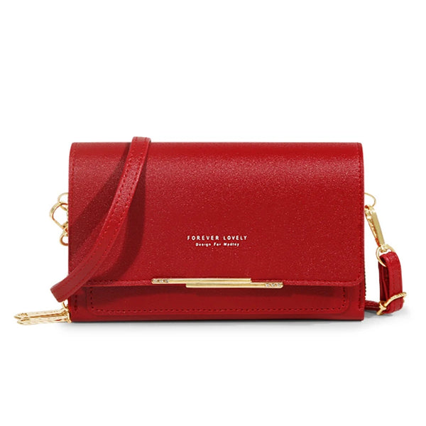 Pochette portefeuille bandoulière femme rouge