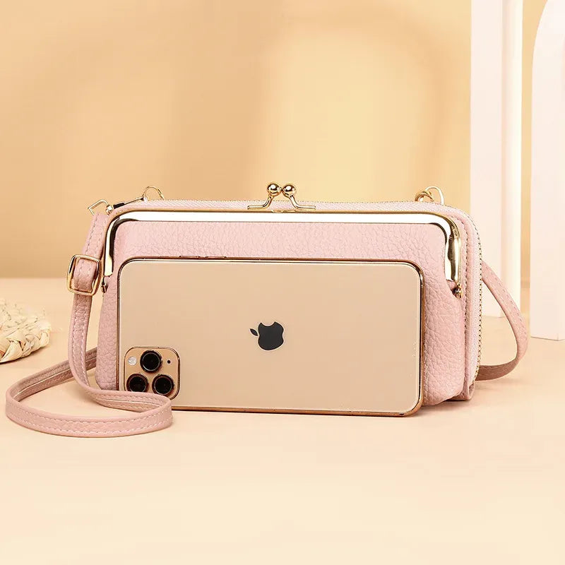 Pochette portefeuille femme rose téléphone