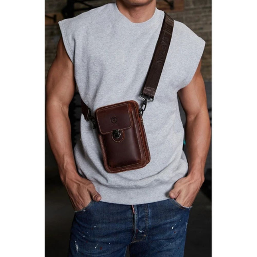 Pochette téléphone cuir homme en bandoulière