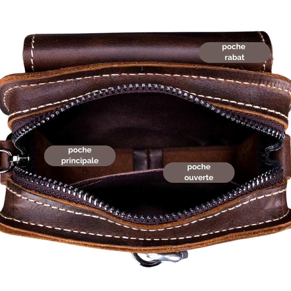 Pochette téléphone cuir homme intérieur