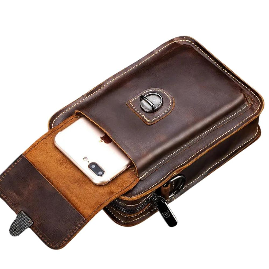 Pochette téléphone cuir homme poche avant