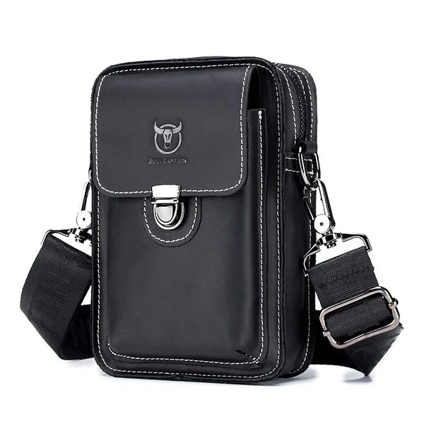 Pochette téléphone cuir noir homme