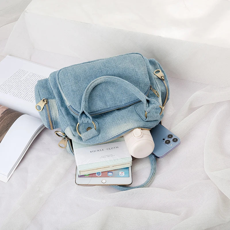 Sac à main bandoulière en jean compact rempli