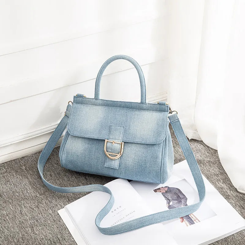 Sac à main bandoulière en jean bleu ciel