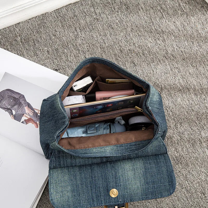 Sac à main bandoulière en jean intérieur