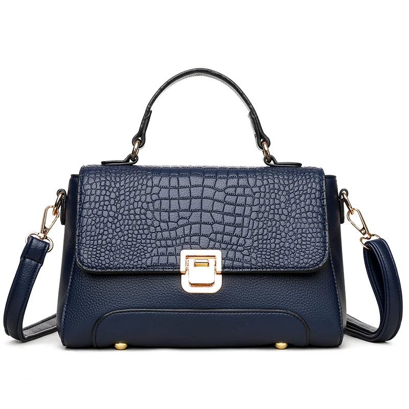 Sac à main en cuir souple femme bleu marine