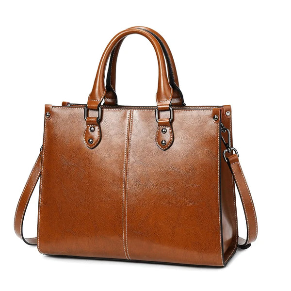 Sac à main en cuir véritable marron